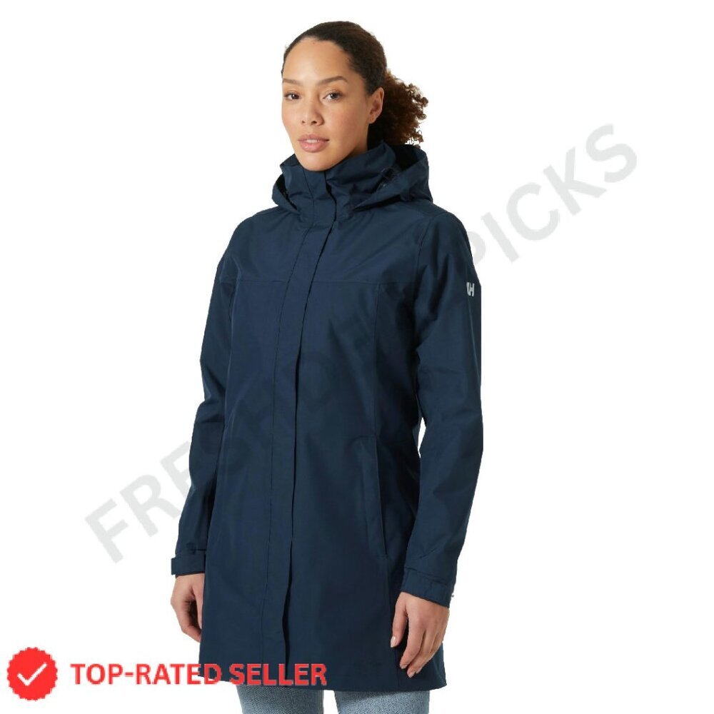 Waterproof Breathable Hooded Long Rain Jacket Classic Elegant Minimal Chic